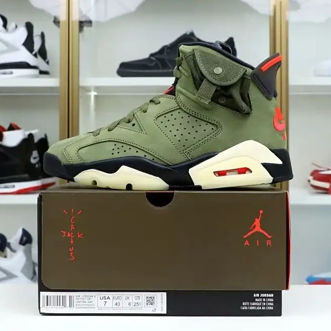 Kimikick SCOTT 'OLIVE' AIR TRAVIS RETRO JORDAN 6 X 0503